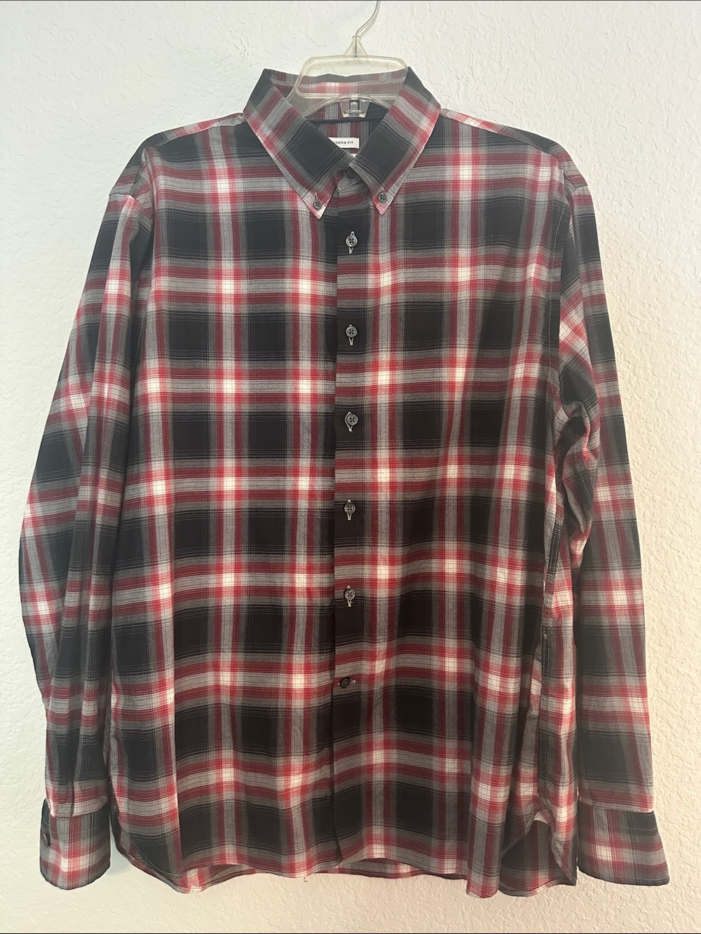 Joseph Abboud Men's Black & Red Plaid Button-Down Shirt